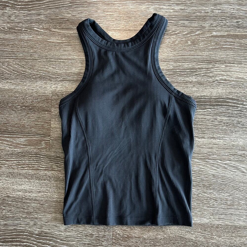 Lululemon Ebb to Street Racerback Ribbed Crop Tank Black Size 4